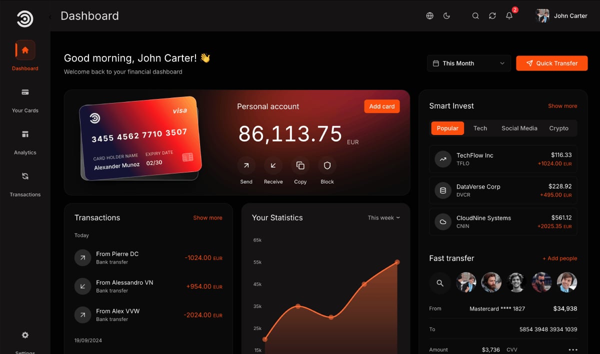 Next.js Financial Dashboard Template