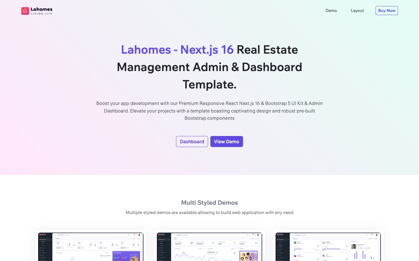 Lahomes، لوحة إدارة عقارية بـ Next.js: النظرة العامة للوحة التحكم