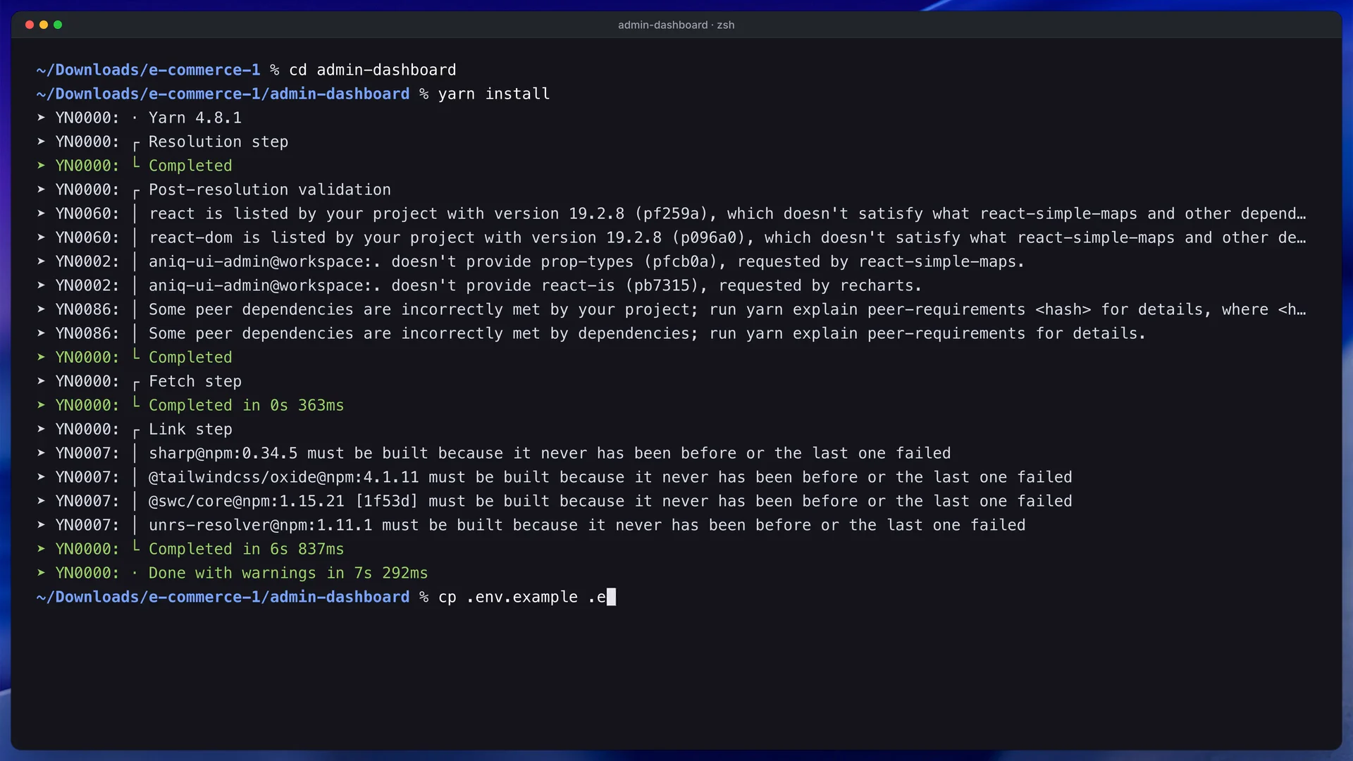 Documentation video still of the Next.js e-commerce template: starting the admin dashboard without Docker