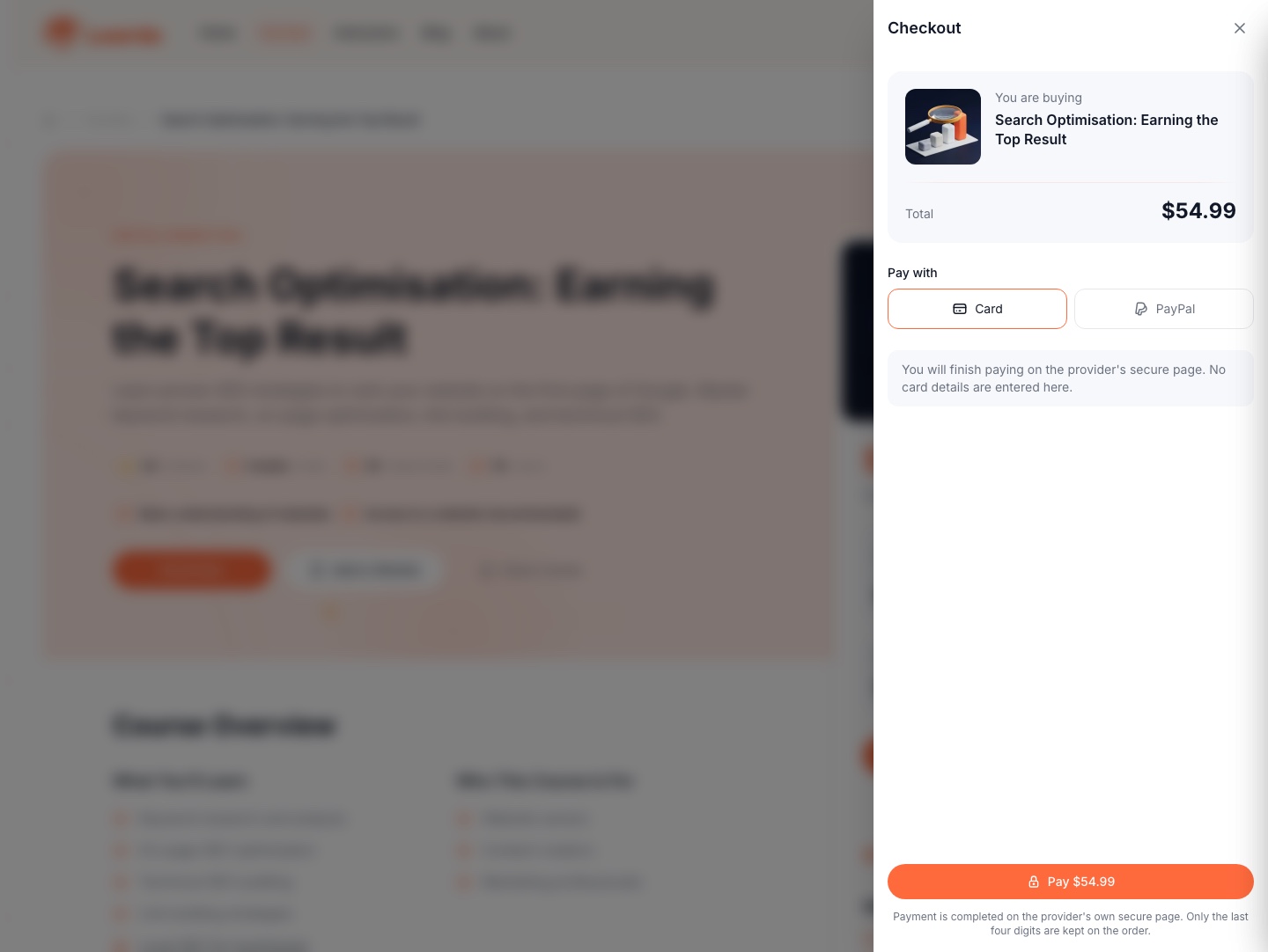 لوحة الدفع في قالب Learnio LMS، المظهر الفاتح