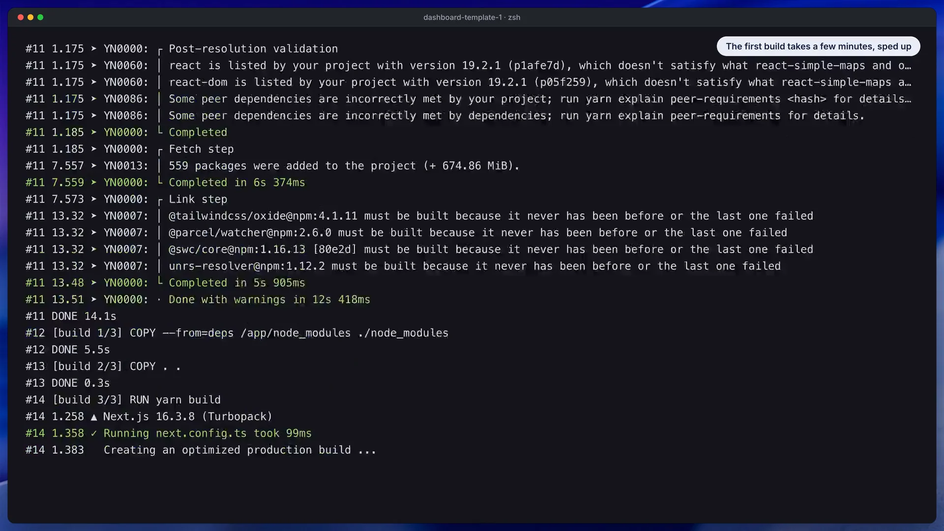لقطة من فيديو التوثيق لبناء صورة Docker الخاصة بـ Financial Dashboard