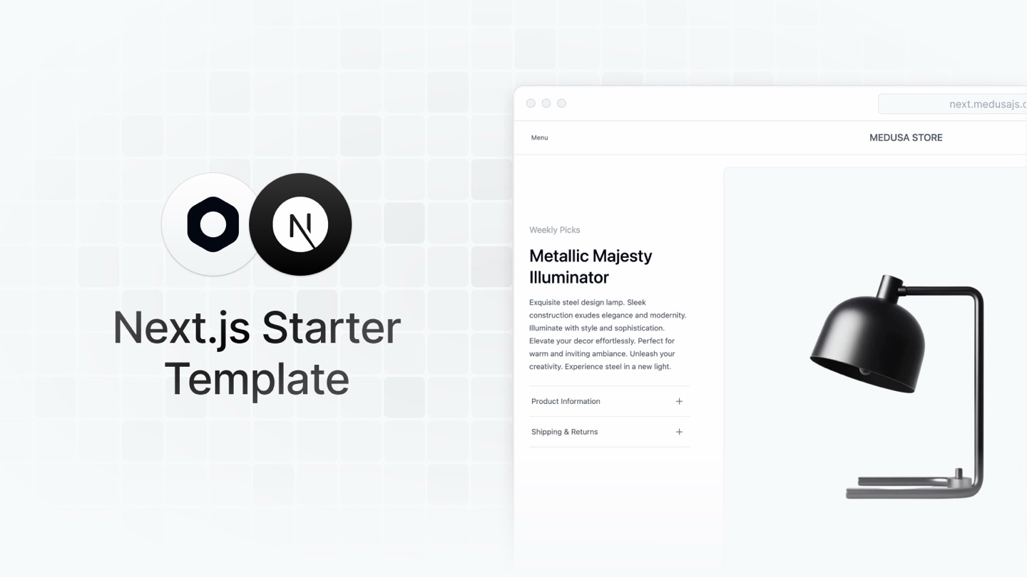 Medusa DTC Starter: vista previa del monorepo con storefront en Next.js y backend de Medusa