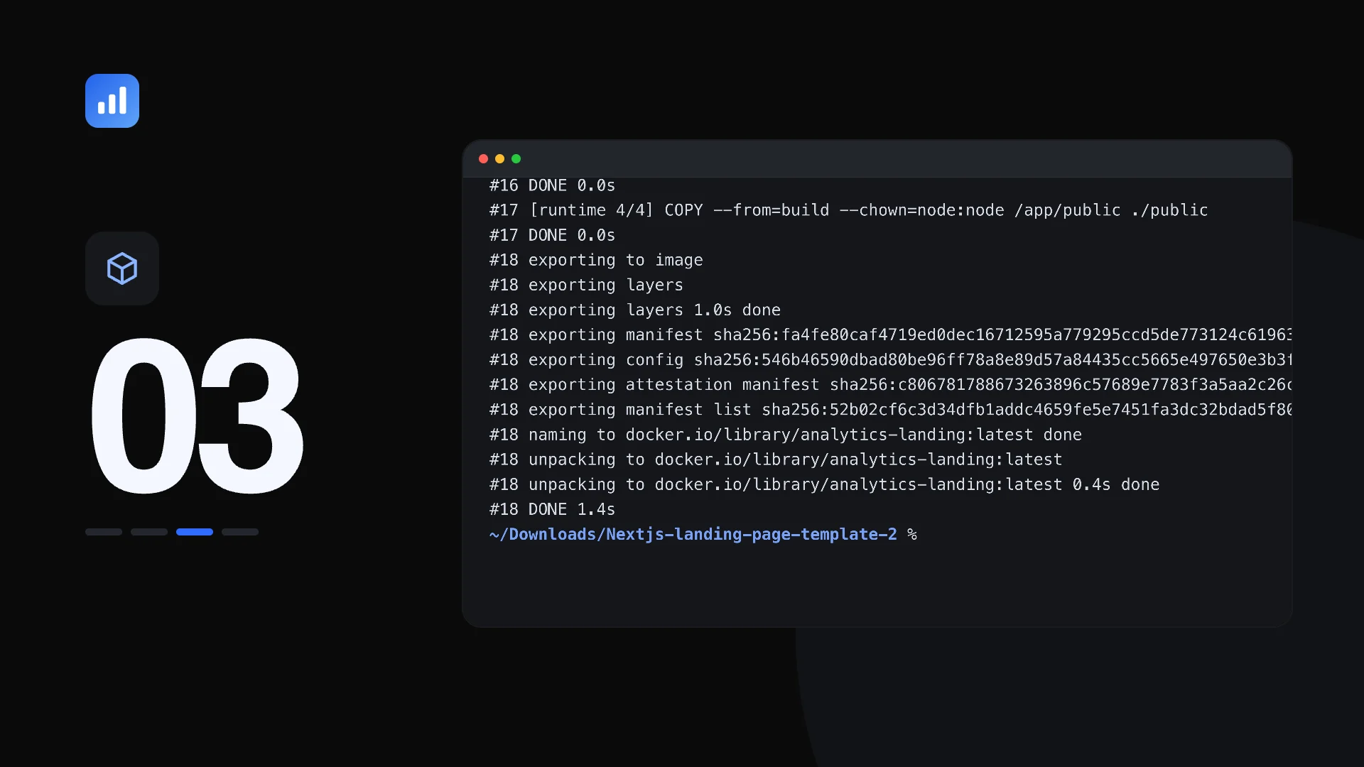 Imagen del vídeo de la documentación que muestra la construcción de la imagen Docker de la plantilla SaaS