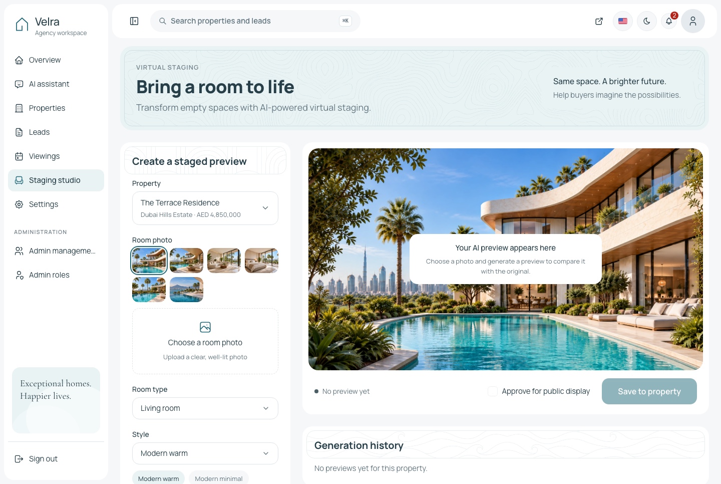 Staging studio, light theme