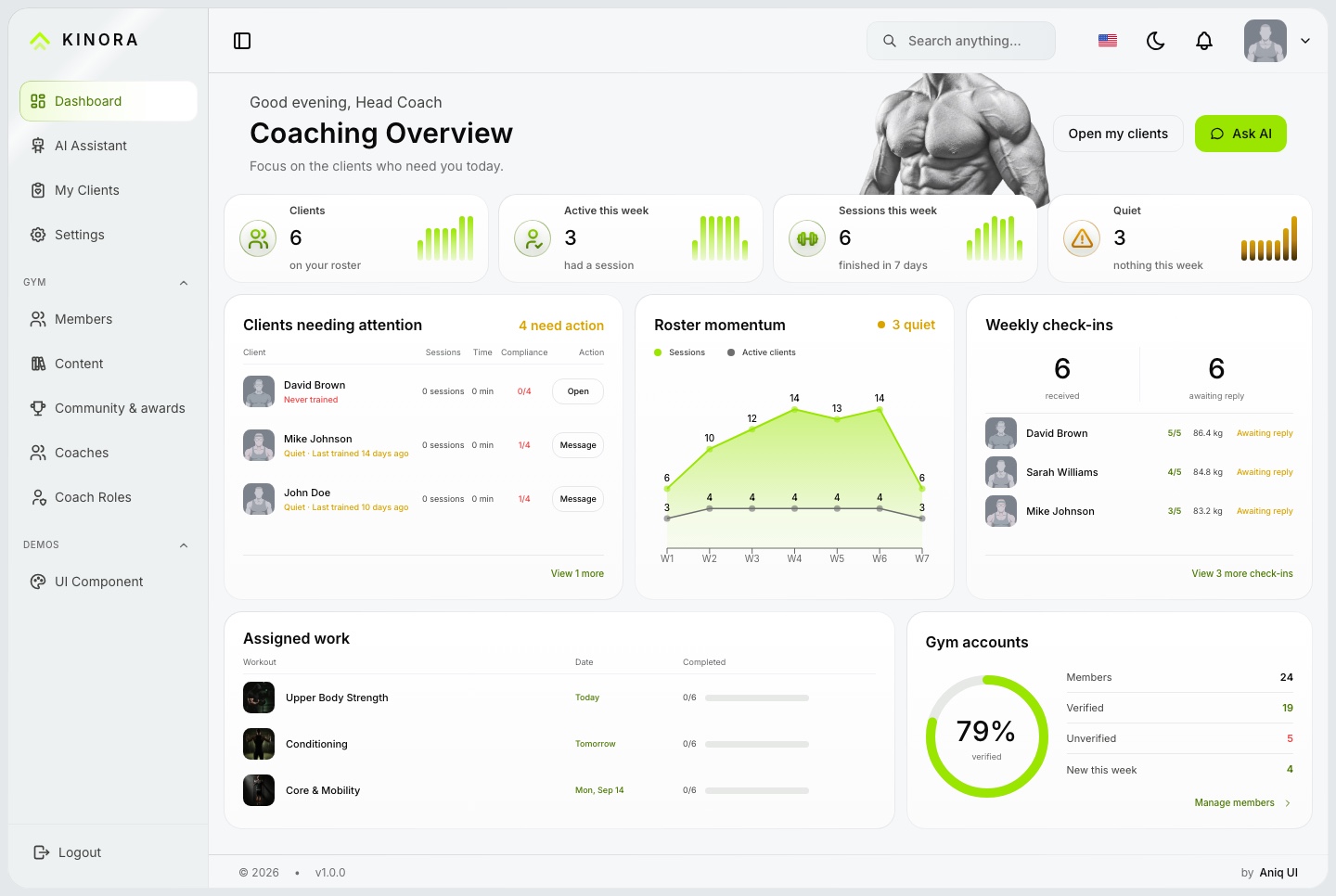 Coach dashboard, light