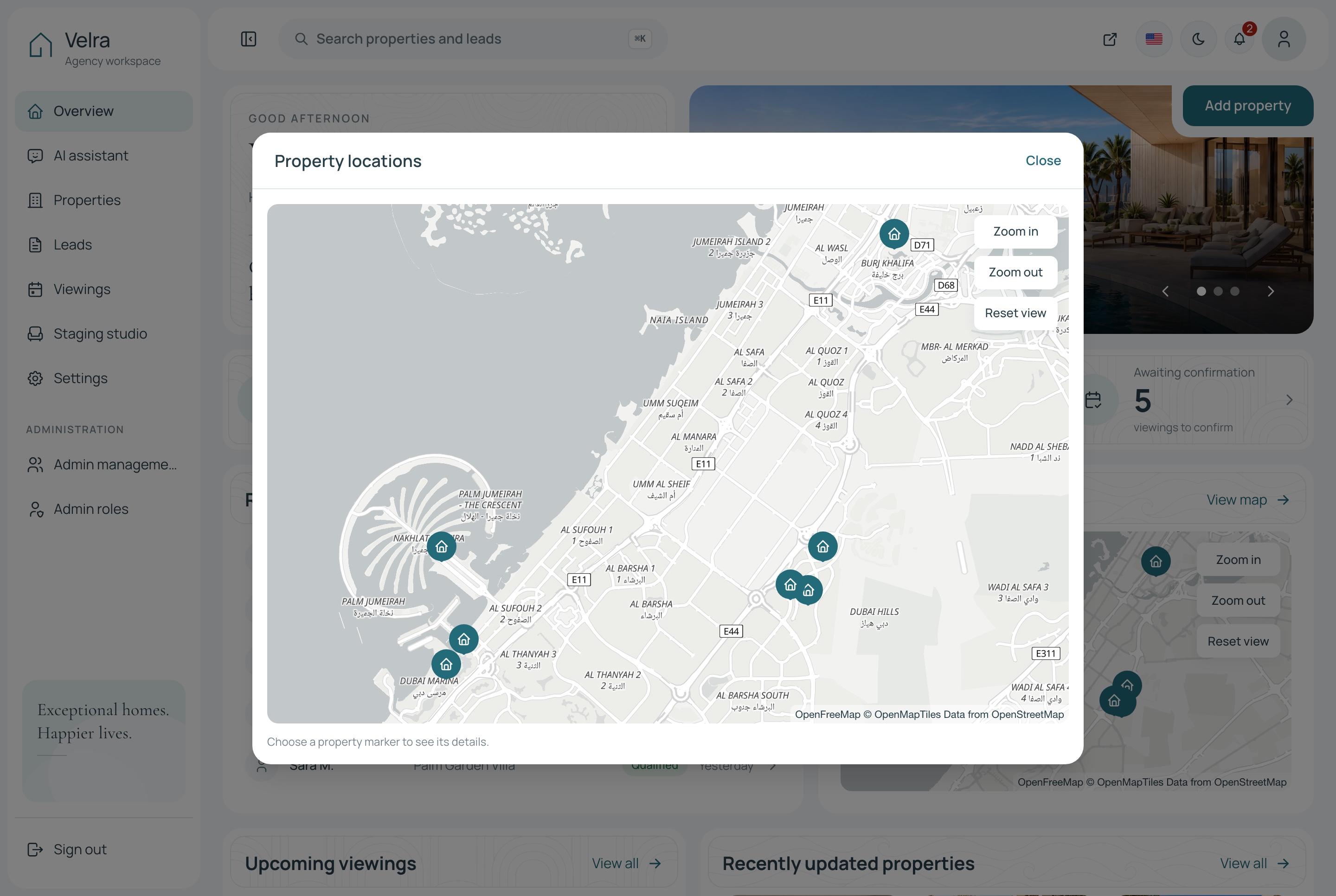 Every property on one map, light theme