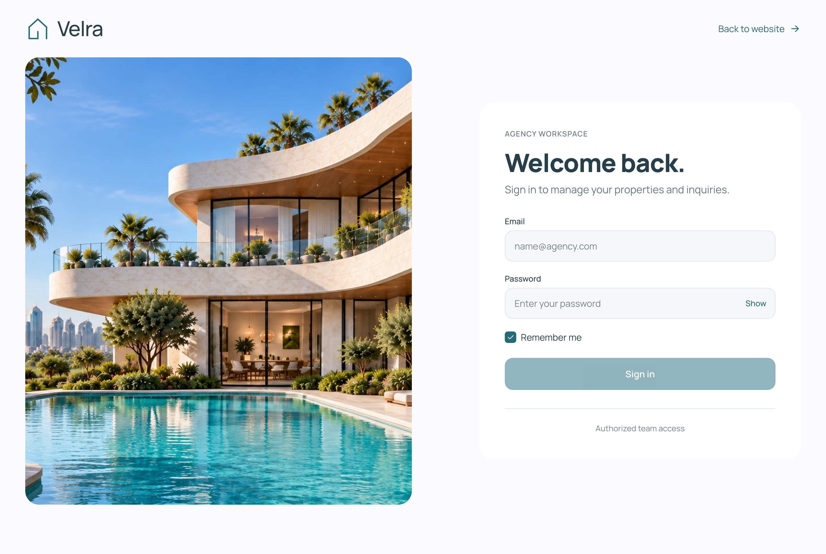 Agency sign-in, light theme