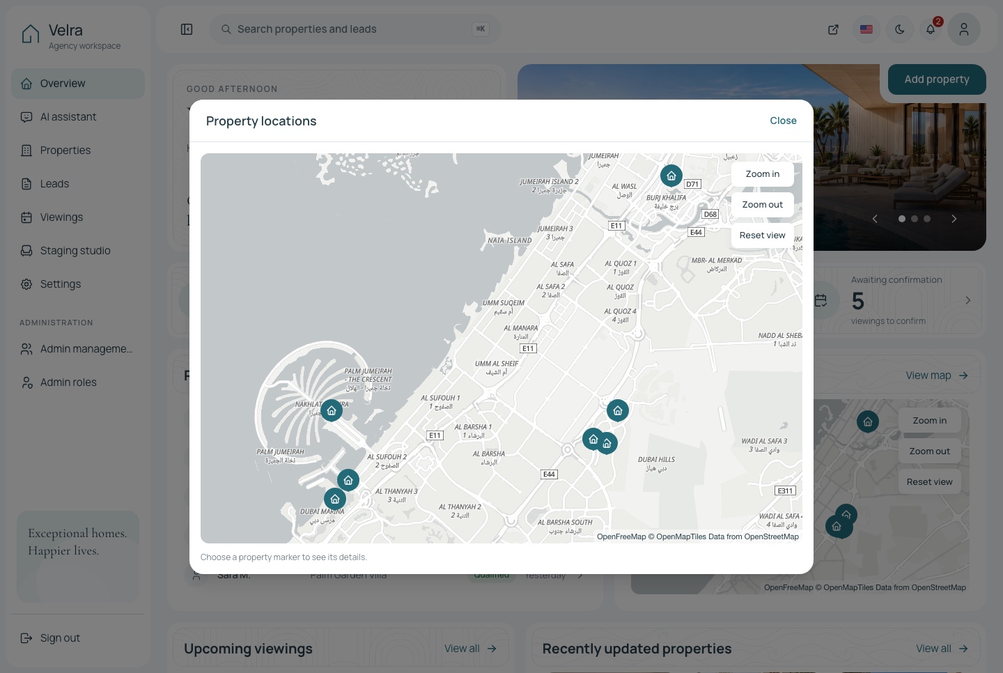 Every property on one map, light theme