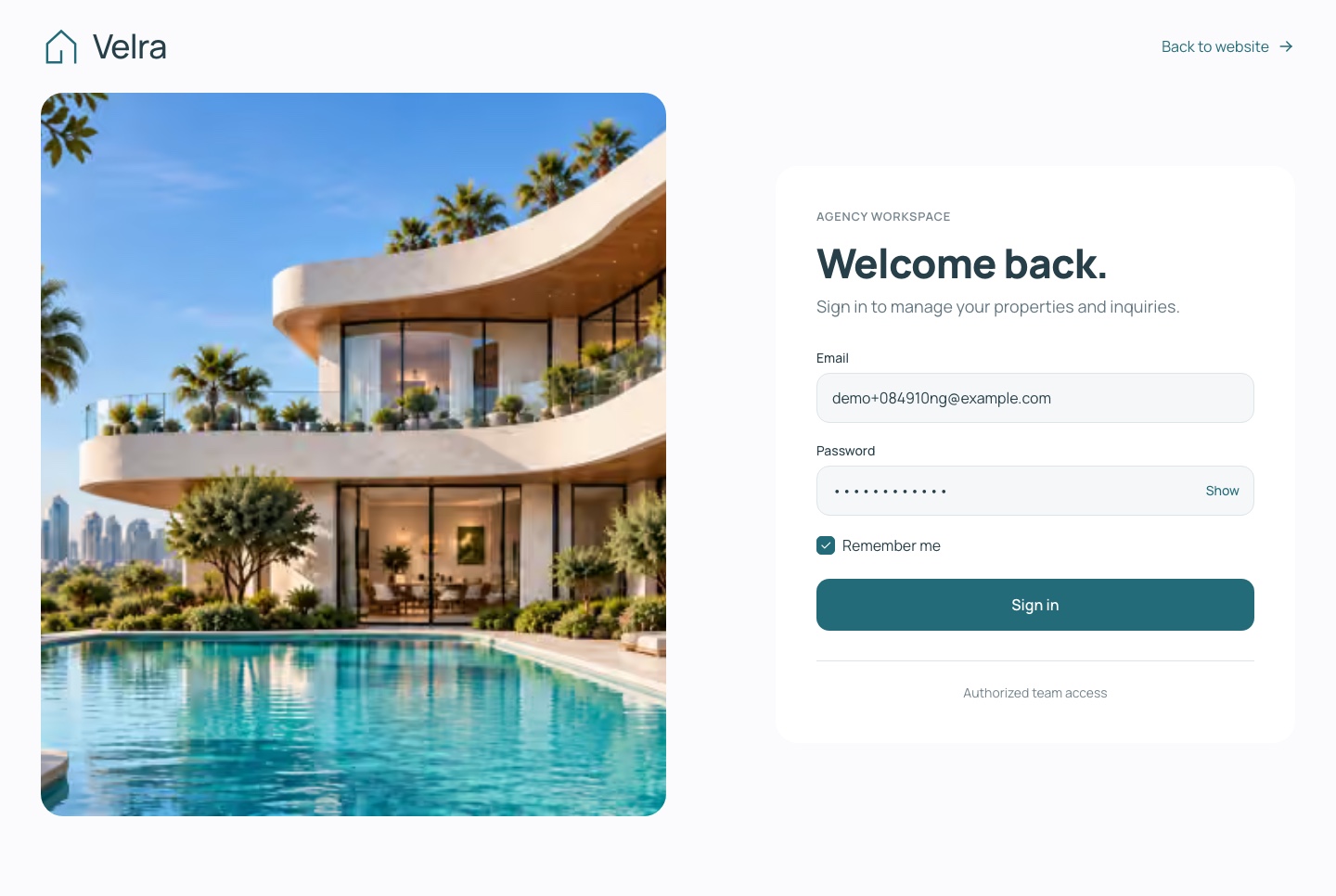 Agency sign-in, light theme