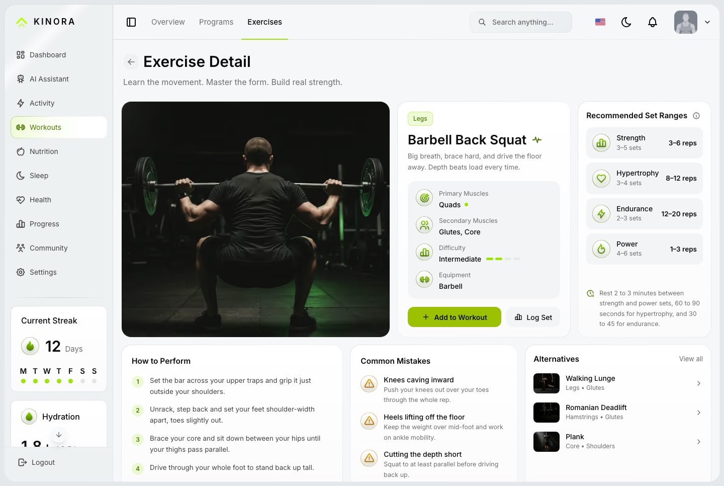 Exercise detail, light