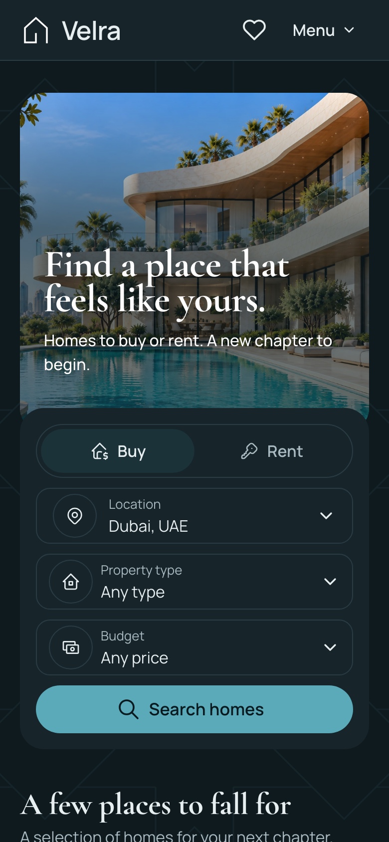 Mobile home (390), dark theme