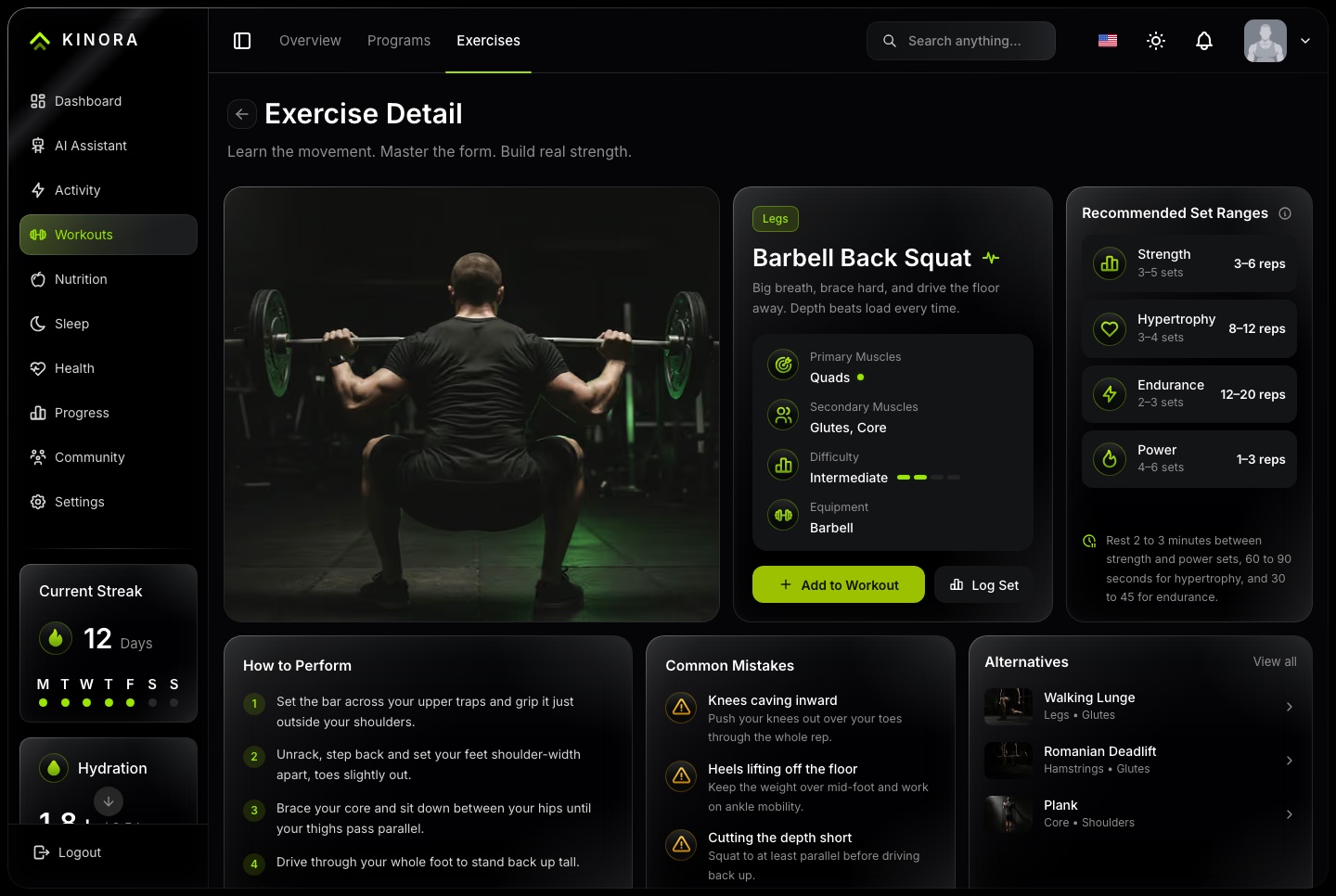 Exercise detail, dark