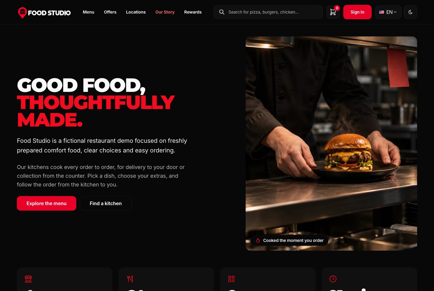 Our story, dark theme