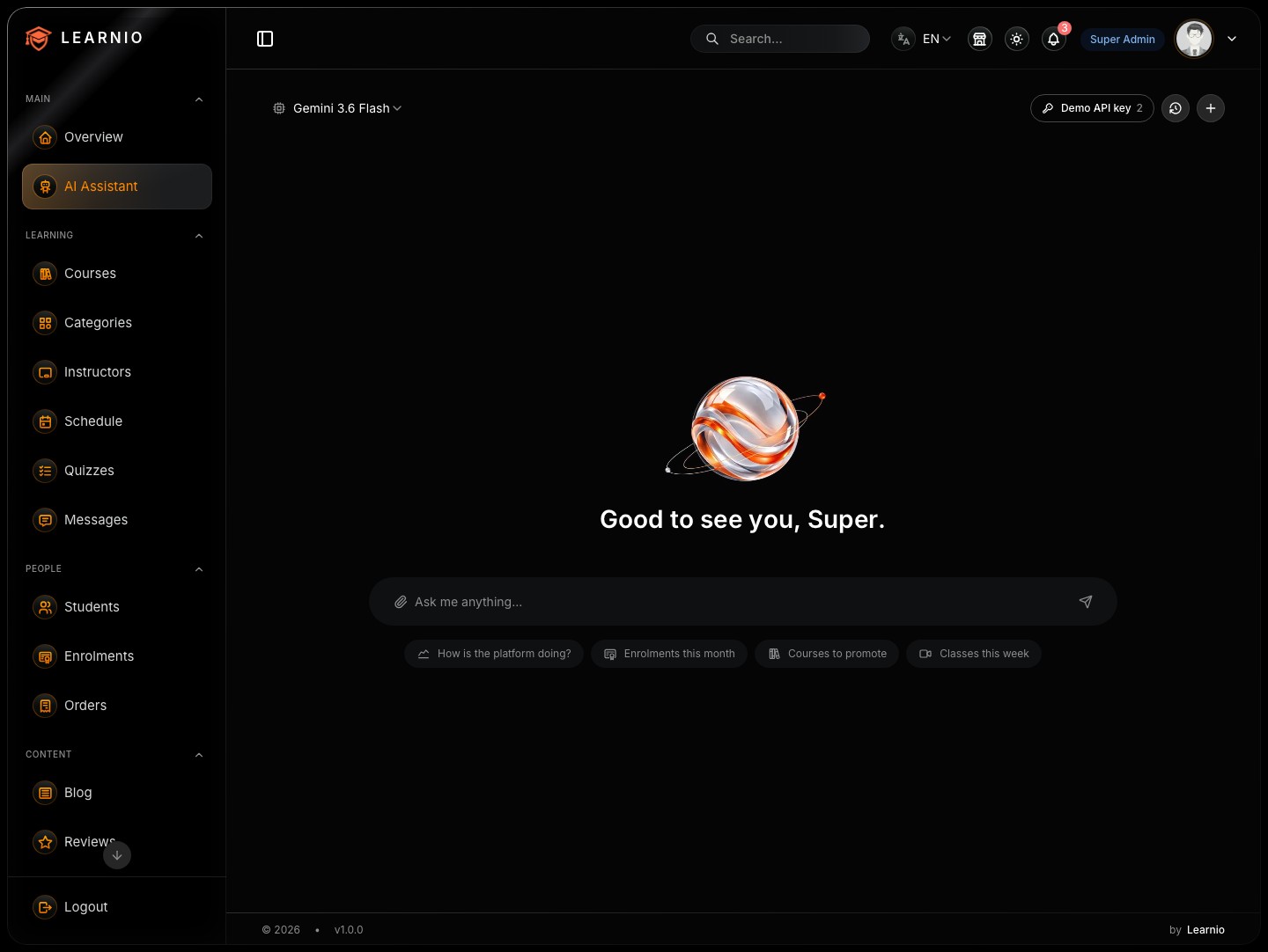 The AI assistant before a question, dark