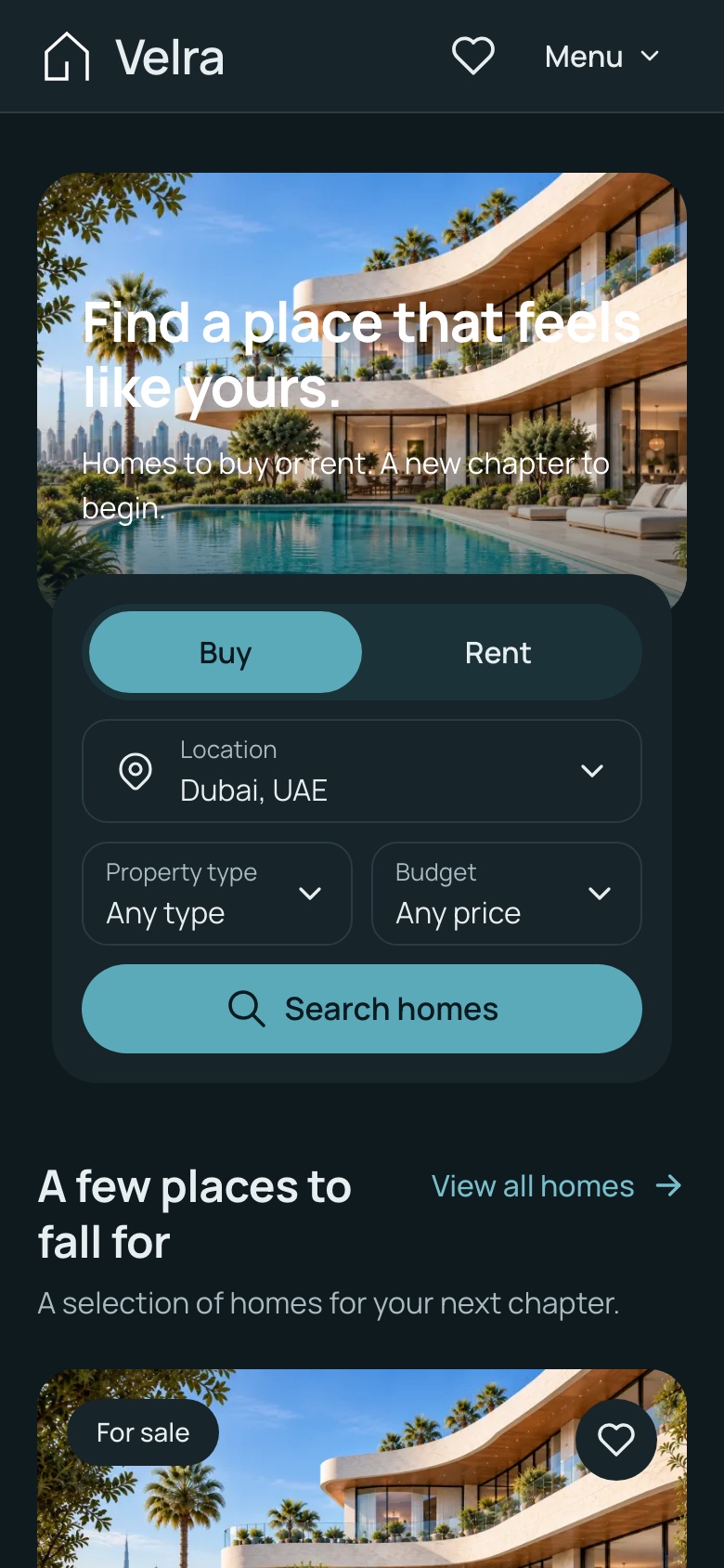 Mobile home (390), dark theme