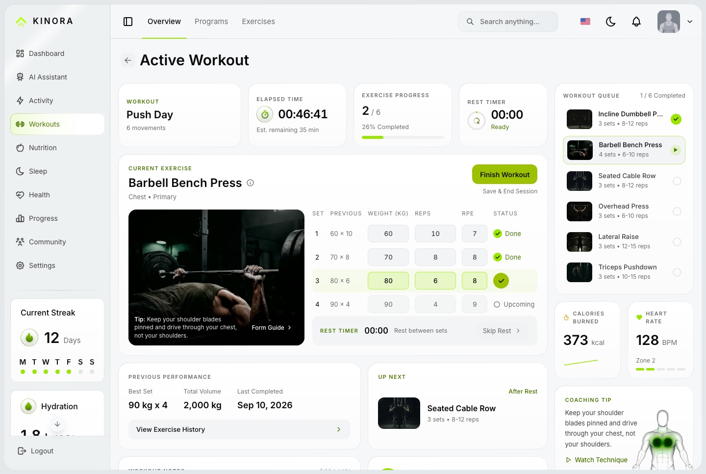 Live workout session, light