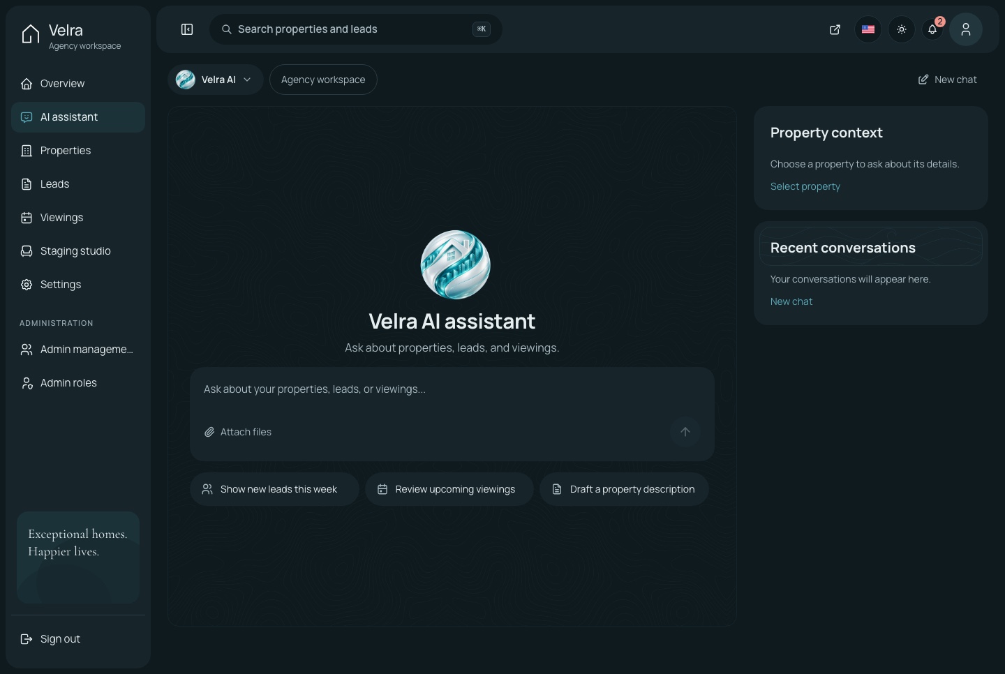 AI assistant, dark theme