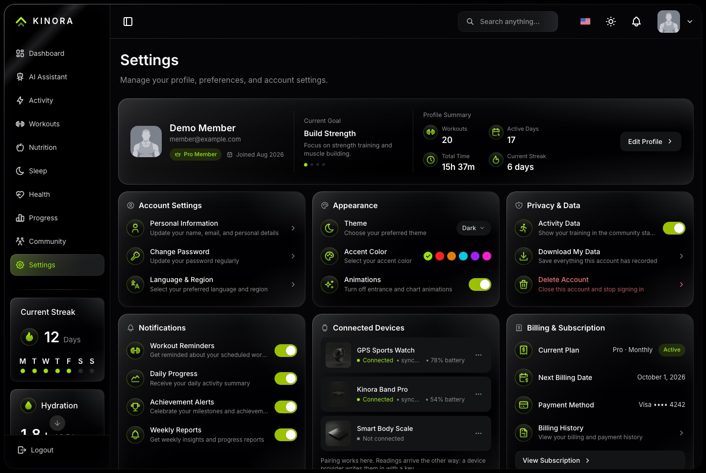 Settings, dark