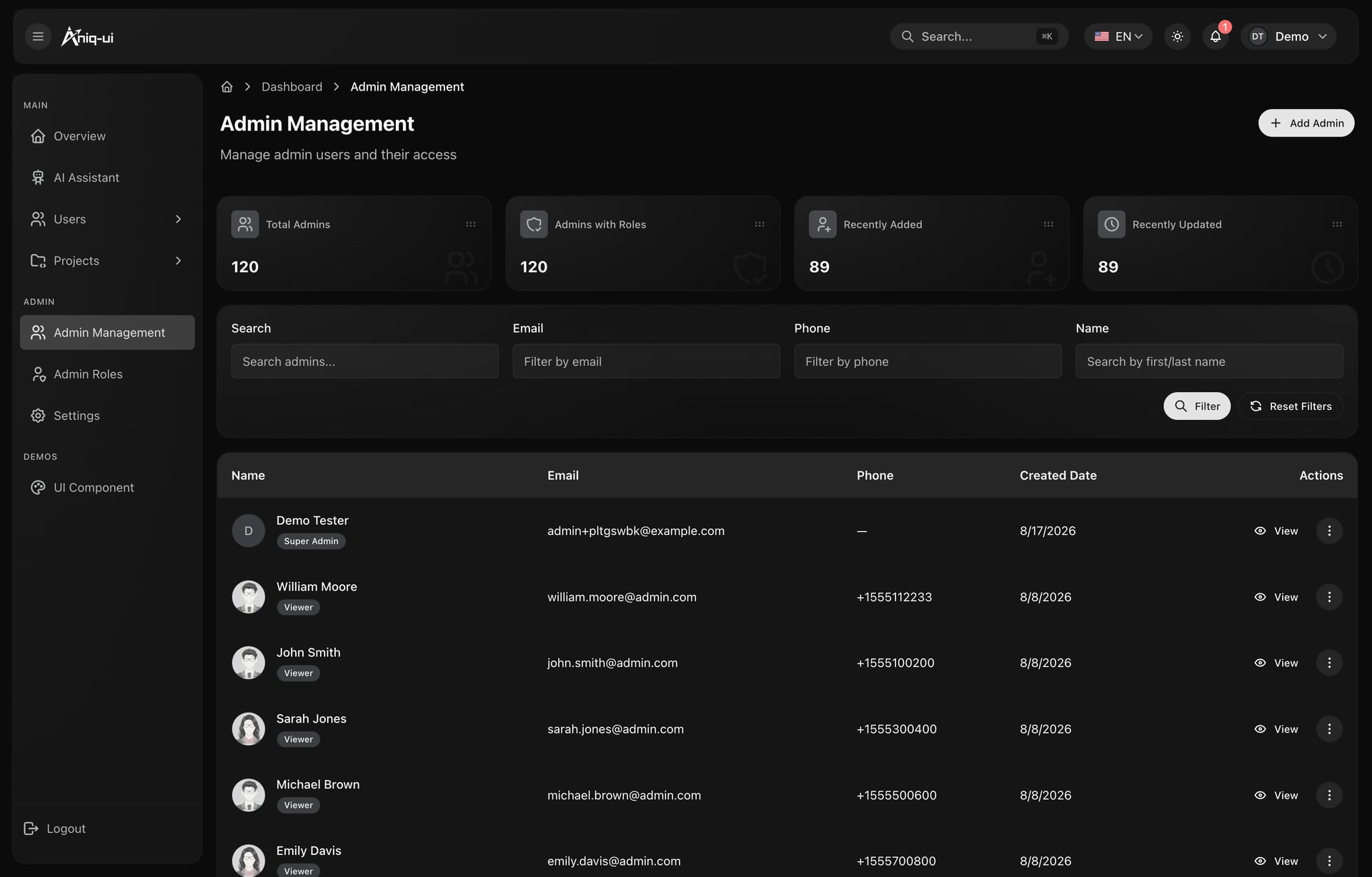 Admin management